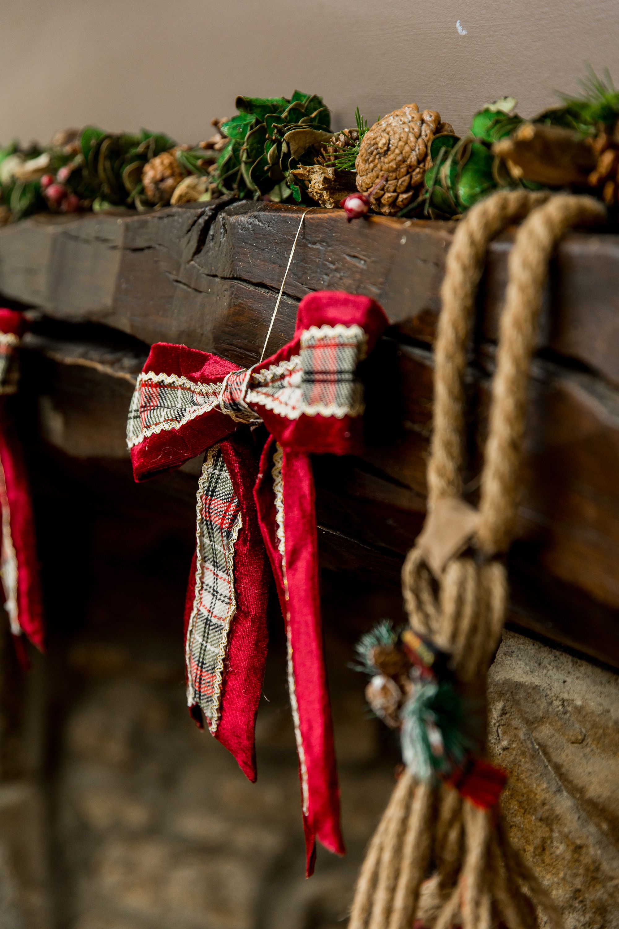 christmas decorations over fireplace