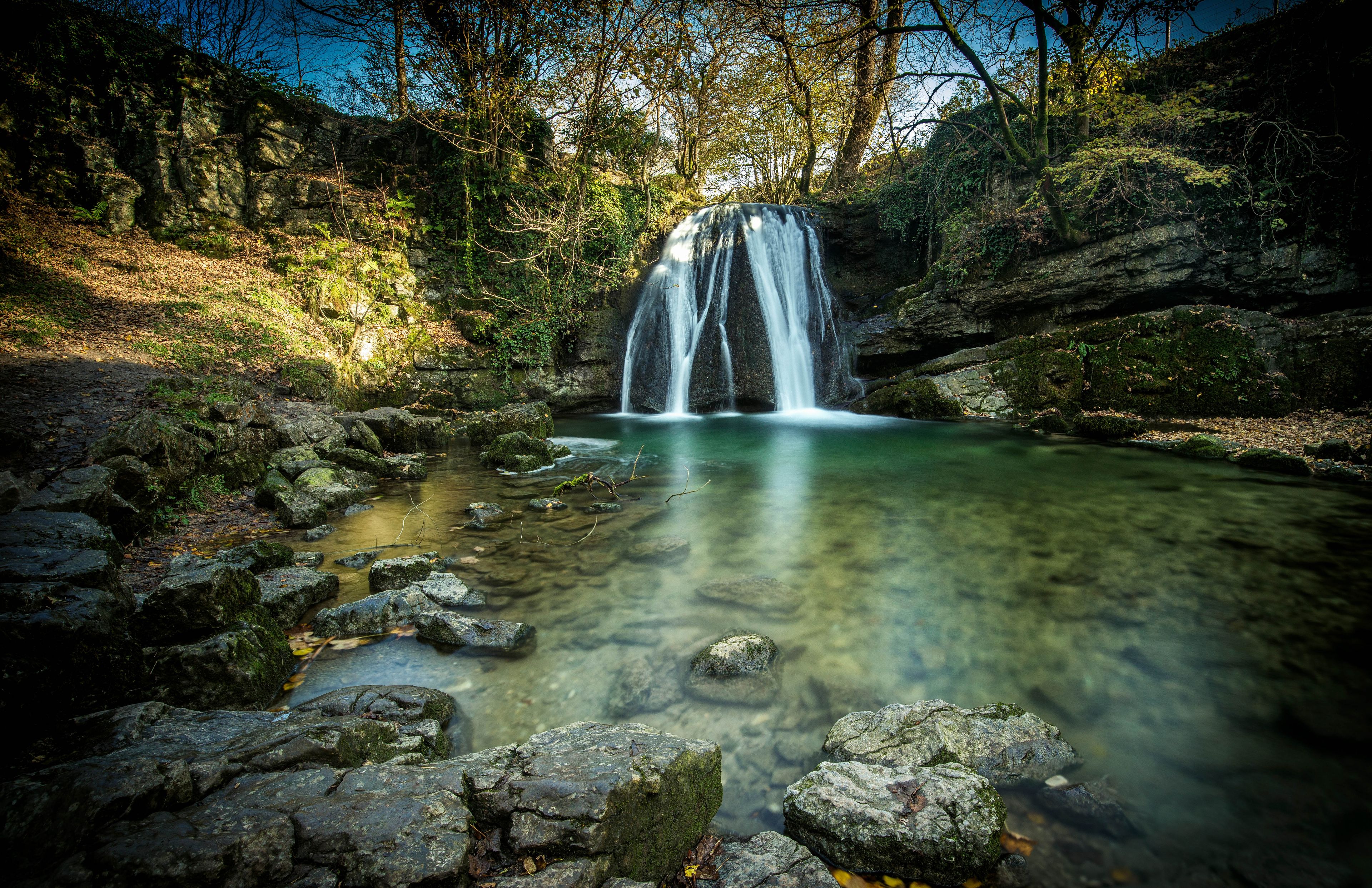 janet's foss waterfall on summers day